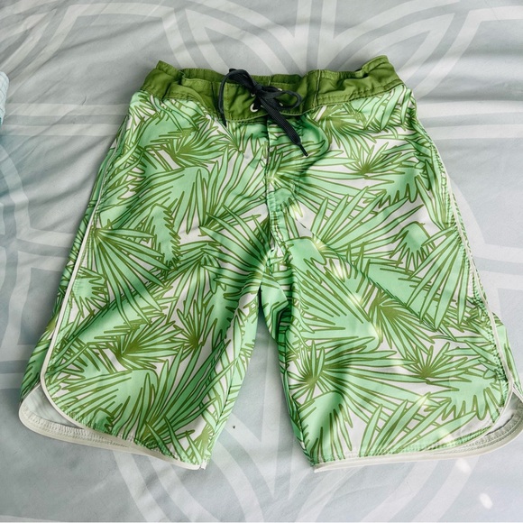 2 pairs of Boys Art Class Swim Trunks Board Shorts 8 green palm trees blue aqua - Picture 2 of 13